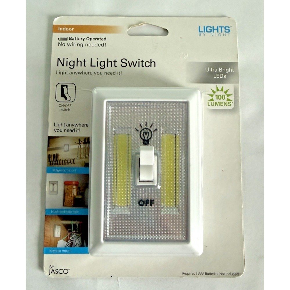 Lights By Night Wireless LED Light Switch Battery Operated 100 Lumens White